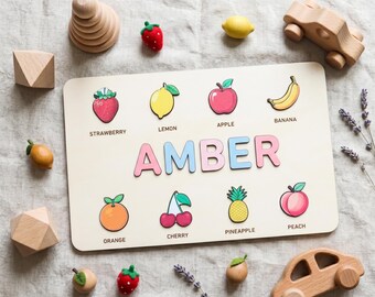 Tablero de rompecabezas personalizado con nombre / Decoración de madera para la habitación infantil
