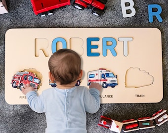 Handmade Name Puzzle, Montessori Board Puzzles, Christmas Gifts, Baby Kids Toddlers Toys, Personalized 1 Year Old Gift