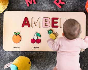 Personalized Busy Board, Custom Name Puzzle Busy Board, 1 Year Old Baby, Gift Baby Shower, Montessori Wooden Puzzle, 1st Birthday Gift