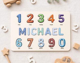 Rompecabezas de madera con nombre / Regalo personalizado para bebé / Juguete Montessori personalizado