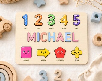 Rompecabezas de madera personalizado con nombre / Juguete de recuerdo personalizado para bebé