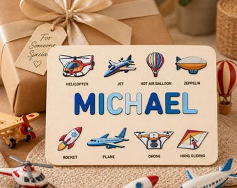 Rompecabezas de madera con nombre / Regalo personalizado para abuelos / Juguete de abedul personalizado para bebé