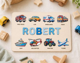 Rompecabezas Montessori con nombres / Juguete de madera Waldorf personalizado