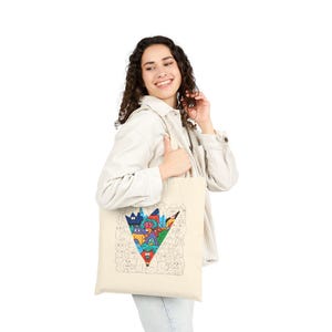 Colorful Doodle Art Tote Bag - Funky Cartoon Illustration Canvas Bag - Urban Street Style Gift for Artists & Creatives