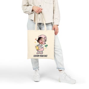 Bolsa de mano con cara personalizada: bolsa de dibujos animados personalizada con tu foto. Un regalo ideal para bebés, niños, familiares o amigos.