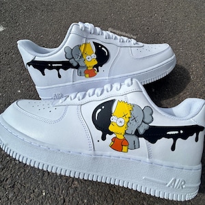 Custom Hand-Painted Bart Simpson x KAWS Shoes – Made to Order Streetwear Art Sneakers | Unique Cartoon Mashup Footwear Gift for Sneakerheads