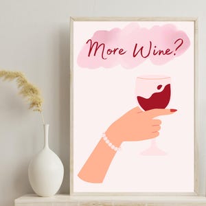 Más impresiones de vino - Póster de vino - Póster de bar - Póster de cocina - Impresión de bebidas - Impresión vibrante - Póster rosa - Póster de inauguración de la casa