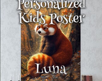Personalized Red Panda Poster for Kids Poster – Grandchild Gift Idea – Personalized Keepsake Poster – Preschool Wall Decor