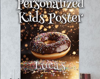 Personalized Donut Poster for Kids Poster – Engaging Art Print – Vibrant Color Print – Child's Name Poster – Learning Made Fun