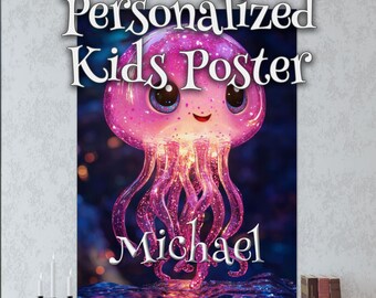 Personalized Jellyfish Poster for Kids Poster – Vibrant Color Print – Perfect Kids Gift – Grandchild Gift Idea – Engaging Art Print