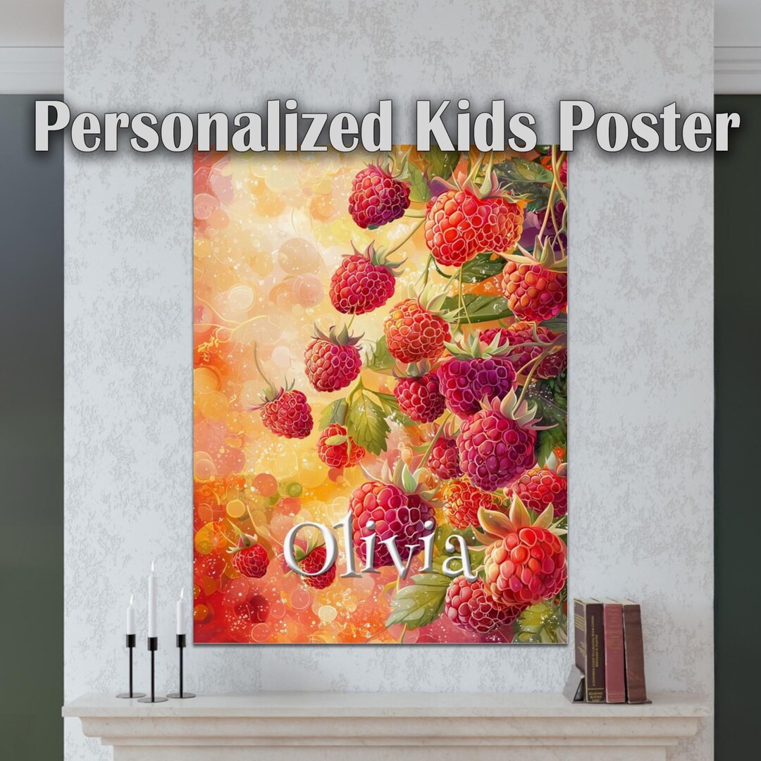 Personalized Raspberries Poster for Kids – Child's Name Poster – Unique ...