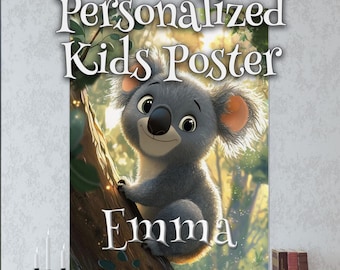 Personalized Koala Poster for Kids Poster – Perfect Kids Gift – Modern Wall Poster – Learning Made Fun – Child's Name Poster
