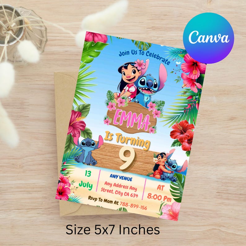 Stitch Birthday Invitation, Lilo And Stitch Birthday Invite, Stitch Birthday Party Invitation Template, Stitch Birthday Girl, Stitch Birthday Invitation Editable Template, Canva Editable Birthday Invitation, Invite Canva Template, Custom Editable Editable Stitch Invitation, Printable Stitch Party Template, Stitch Birthday Girl Canva Edit, Editable Stitch Birthday Invitation, Printable Cute Stitch Party Invite, Stitch & Lilo Girls Birthday Party Invite, Canva Instant Download, Canva Editable