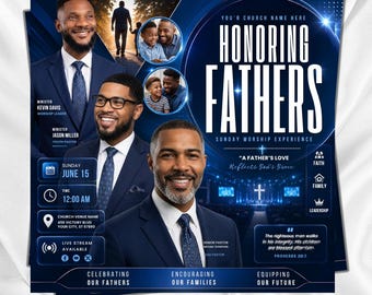 Church Service Flyer, Church Worship Flyer, Sunday Service Men's Ministry Event Poster, Gospel Events, Praise & Revival, Canva Editable