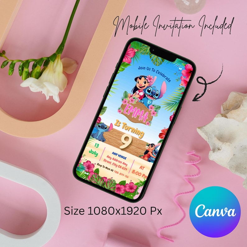 Stitch Birthday Invitation, Lilo And Stitch Birthday Invite, Stitch Birthday Party Invitation Template, Stitch Birthday Girl, Stitch Birthday Invitation Editable Template, Canva Editable Birthday Invitation, Invite Canva Template, Custom Editable Editable Stitch Invitation, Printable Stitch Party Template, Stitch Birthday Girl Canva Edit, Editable Stitch Birthday Invitation, Printable Cute Stitch Party Invite, Stitch & Lilo Girls Birthday Party Invite, Canva Instant Download, Canva Editable