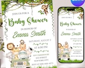Safari Baby Shower Invitation, Jungle Baby Shower Invitation, Wild One Baby Shower, Safari Animals Baby Shower Invitation, Canva Editable