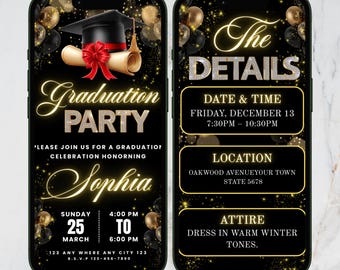 Digital Graduation Invitation With Sound, Graduation Party Invite, Congrats to the Grad Flyer, Class Of 2026 Evite, Grad Announce, DIY Canva