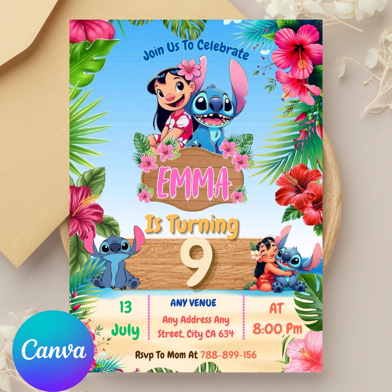 Stitch Birthday Invitation, Lilo And Stitch Birthday Invite, Stitch Birthday Party Invitation Template, Stitch Birthday Girl, Stitch Birthday Invitation Editable Template, Canva Editable Birthday Invitation, Invite Canva Template, Custom Editable Editable Stitch Invitation, Printable Stitch Party Template, Stitch Birthday Girl Canva Edit, Editable Stitch Birthday Invitation, Printable Cute Stitch Party Invite, Stitch & Lilo Girls Birthday Party Invite, Canva Instant Download, Canva Editable