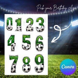 Soccer Birthday Invitation, Football Invite, Kids Soccer Invite, Instant Download, Let's Kick it Soccer Invite, Kids Bday, Canva Editable