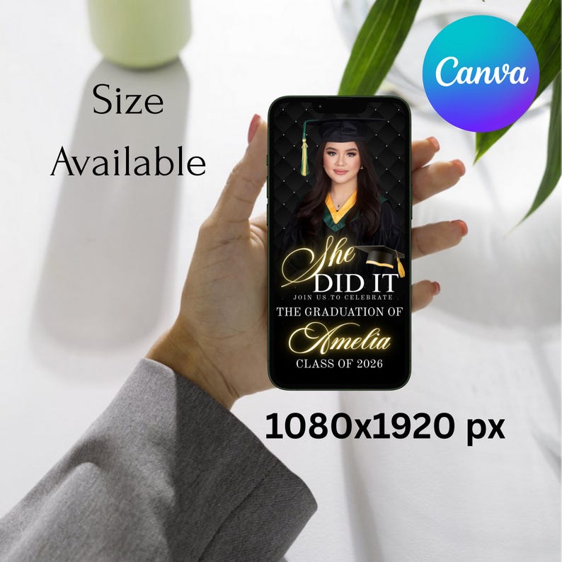 Digital Graduation Invitation With Sound, Graduation Party Invite, Congrats to the Grad Flyer, Class Of 2026 Evite, Grad Announce, DIY Canva