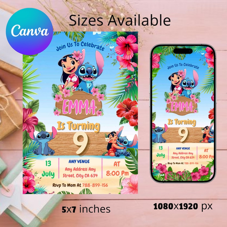 Stitch Birthday Invitation, Lilo And Stitch Birthday Invite, Stitch Birthday Party Invitation Template, Stitch Birthday Girl, Stitch Birthday Invitation Editable Template, Canva Editable Birthday Invitation, Invite Canva Template, Custom Editable Editable Stitch Invitation, Printable Stitch Party Template, Stitch Birthday Girl Canva Edit, Editable Stitch Birthday Invitation, Printable Cute Stitch Party Invite, Stitch & Lilo Girls Birthday Party Invite, Canva Instant Download, Canva Editable