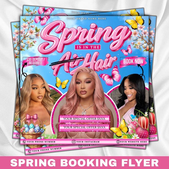Spring Break Booking Flyer, Spring Booking Flyer, Editable Spring Break Sale Flyer, Spring Appointments, Hair Lash Nail Braids MUA,DIY Canva