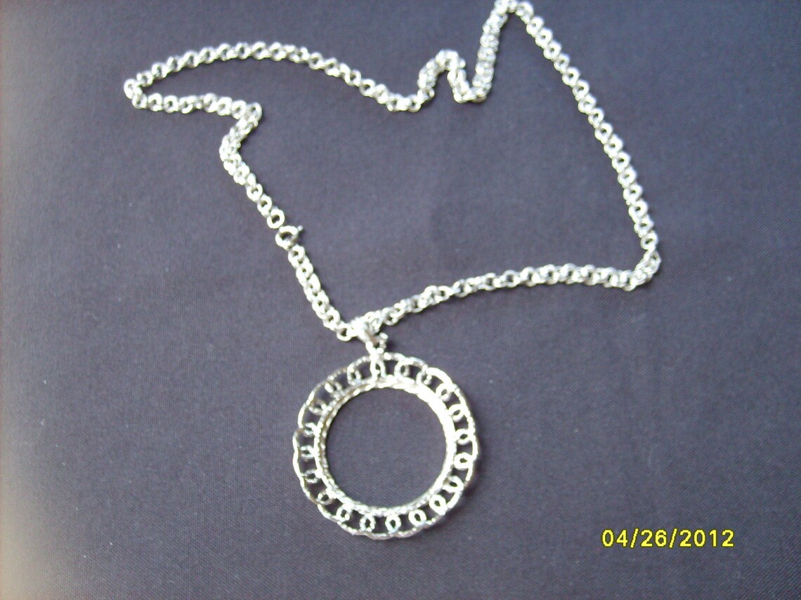 Silver Dollar Bezel Pendant Necklace Costume Jewelry Supplies Etsy