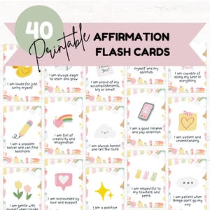40 Printable Affirmation Flash Cards Montessori Preschool Educational Cards Encouragement for Kids PDF Download Homeschooling Printables