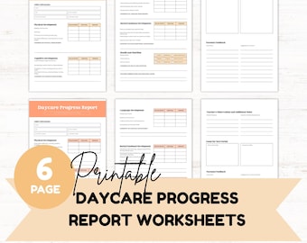 Daycare Progress Report: 6-Page Printable Forms (Ages 1-3) (PDF Download)