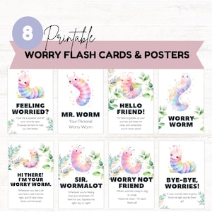 Cartes d'inquiétude imprimables avec messages rimés pour enfants - Affiches calmes pour les enfants d'âge préscolaire et les tout-petits + Impressions au format carte-éclair