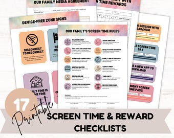 Lista de verificación del tiempo frente a la pantalla: reglas familiares, recompensas y actividades (PDF)