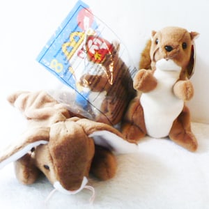 Stuffed Animals Set Nuts the Squirrel and Ears the Brown Rabbit Bunny, Rare Gift for Graduation or Baby Shower, for Boys and Girls