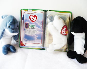 Whale Stuffed Animal, Dolphin Stuffed Animal, Ty Beanie Babies, Polar Bear, McDonald's Happy Meal, Vintage Toys