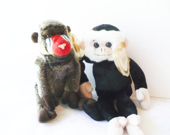 Spider Monkey Stuffed Animal, Baboon Plushie, Ty Beanie Babies. Vintage Toy, Graduation Gift, Photo Props