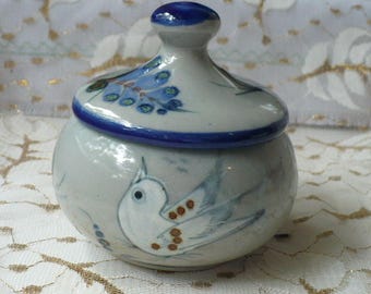 Ceramic Trinket Box: Bird and Leaf Design, Ring Dish