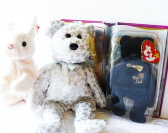 The Beginning Bear, The End Bear, Nibbles Rabbit, Ty Beanie Babies, Stuffed Animals, Vintage Toys, Graduation Gift for Boys and Girls