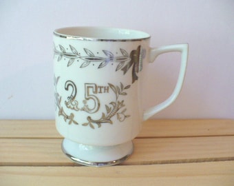 25th Anniversary Mug. Milestone Celebration. Silver Anniversary Gift. Coffee Mug