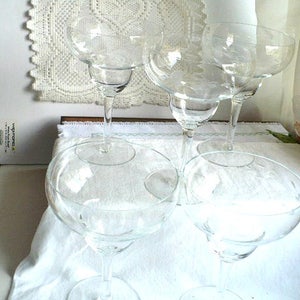 Crystal Margarita Glasses, Stemware, Princess House, Heritage Pattern, Couple Gift For Wedding Anniversary