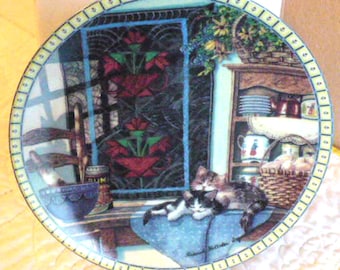 Cat Wall Plate Lazy Mornings Cozy Country Corner Mint Condition