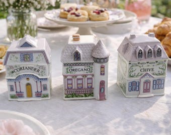 Lennox Spice Jar House Village Collection Herb Cottage Brunch Outdoor Picnic Garden Party Table Setting Used