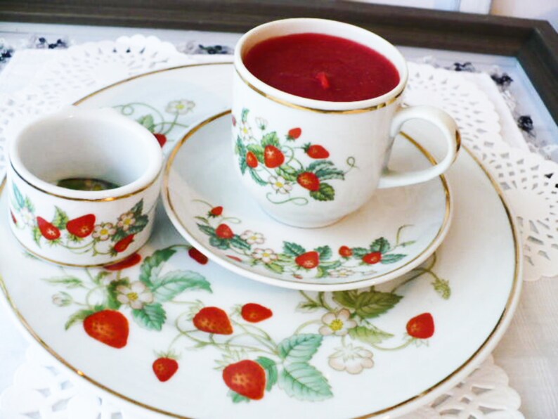 Avon Strawberry Teacup Candle Strawberry Plate Strawberry Etsy Canada