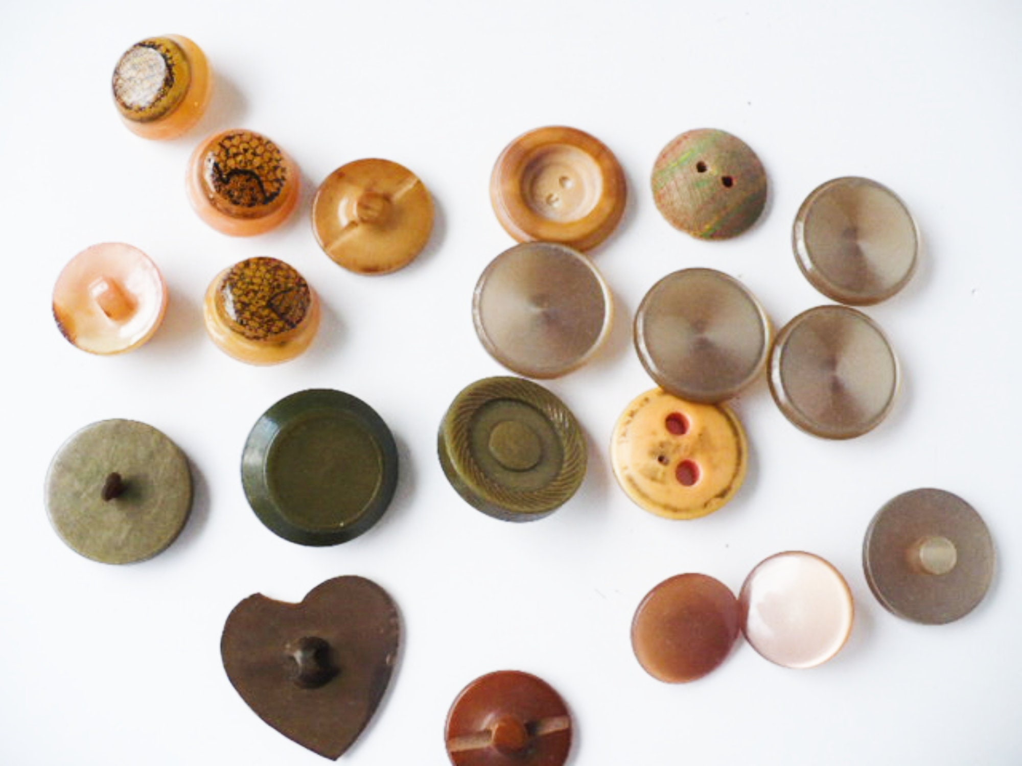 Vintage Shank Buttons Lot Brown Set of 20 Sewing Supplies Etsy