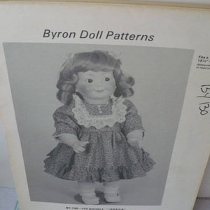 Sewing Pattern Doll Gift DIY, Pattern Gift Doll Clothes, Byron Jessica Doll Pattern, Doll Dress Pattern, DIY Doll Dress, 16 inch