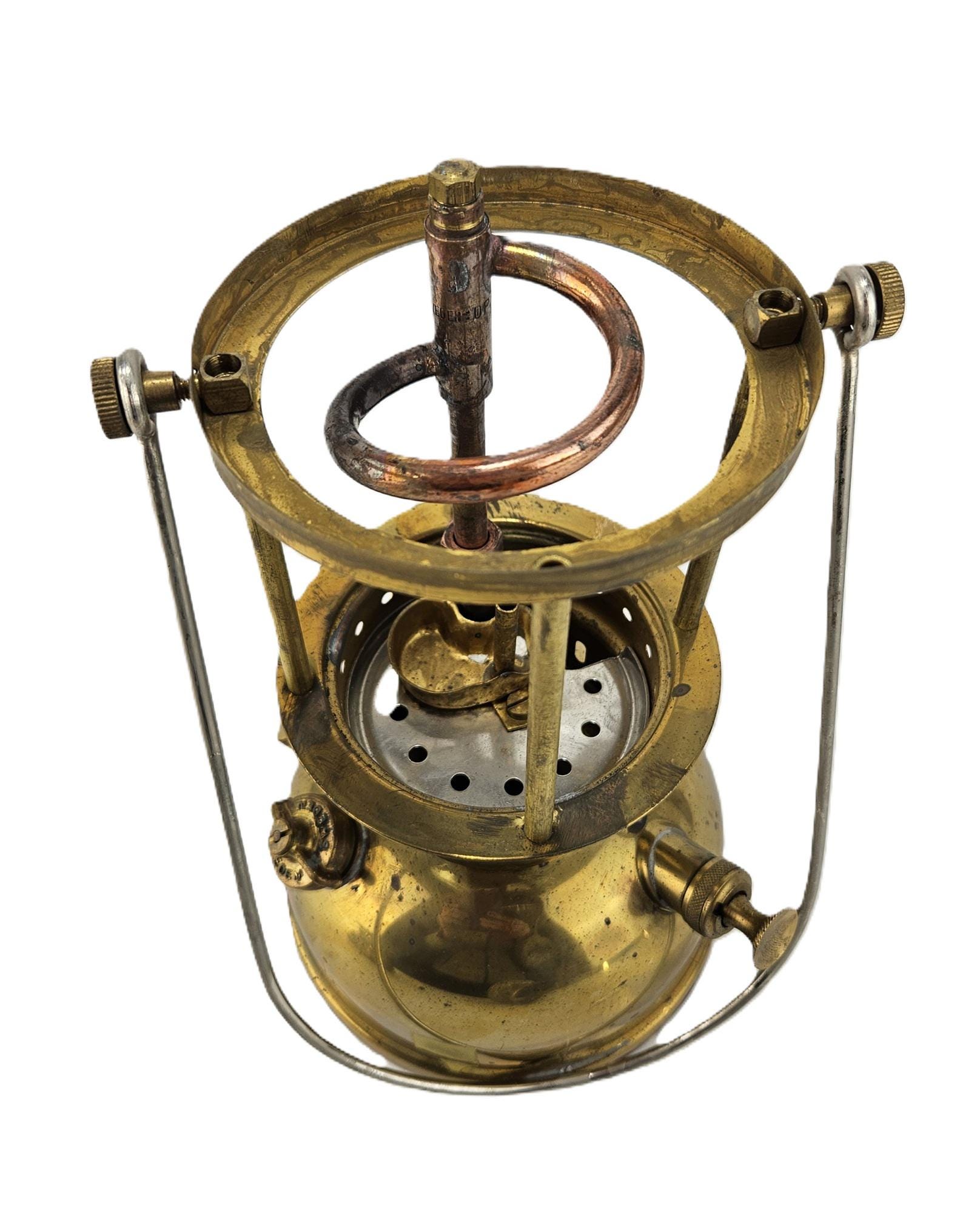 Original Sweden Vintage Kerosene LANTERN, Brass & Glass, Optimus