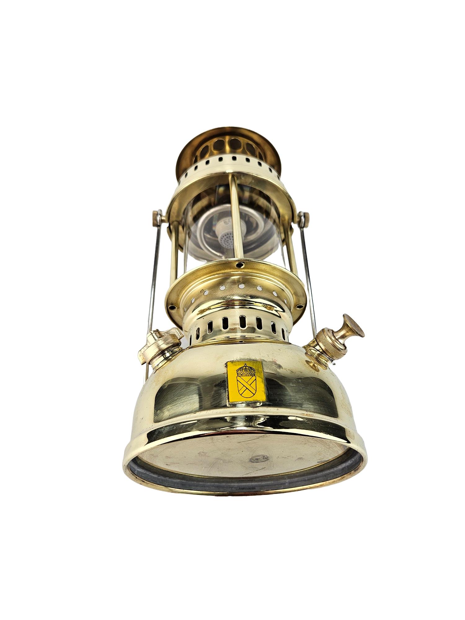 Original Sweden Vintage Kerosene LANTERN, Brass & Glass, Optimus