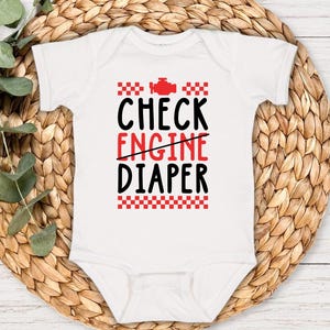 Check Engine Diaper Baby Bodysuit, Funny Mechanic Baby Outfit, Car Theme Infant Romper, Newborn Baby Clothes, New Dad Gift, Baby Shower Gift