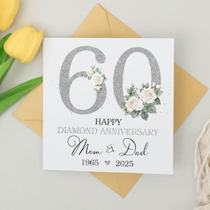 Personalized Diamond Wedding Anniversary Gift Card, Diamond Wedding Card, Diamond Anniversary Card, Personalized Card 60th Anniversary