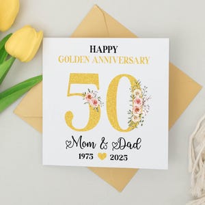 Personalized Golden Wedding Anniversary Card, Golden Wedding Anniversary Card, Golden Wedding, 50th Anniversary Golden Card, Anniversary