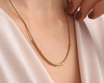 Collier personnalisé en or 14 carats avec code Morse | Secret - Bijoux à message caché | Pendentif Morse personnalisé | Cadeau bijoux à message | Cadeau de Noël