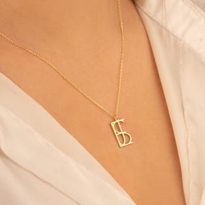 Colar com logotipo personalizado em ouro 14K | Pingente com nome e logotipo | Colar com assinatura | Colar com nome oculto | Nome sobreposto | Joia minimalista com logotipo